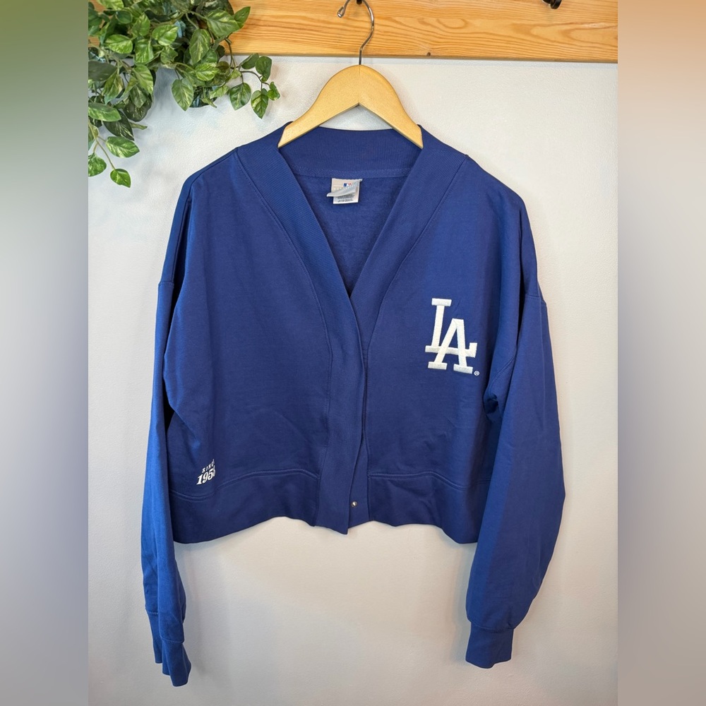 Los Angeles Dodgers Blue Button-Up Cardigan Woman’s Sweater Crop Oversized